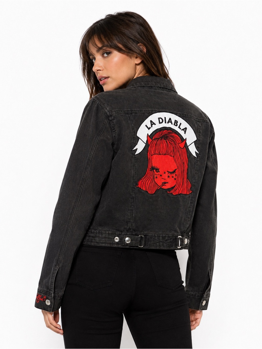 Valfré La Diabla Black Denim Embroidered Jacket women’s size M - Picture 2 of 7